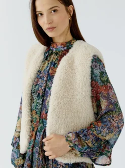 Oui Damen Strickweste in weiß
