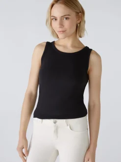 Oui Damen Top in schwarz - Ausschnitt: Rundhals