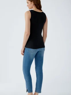 Oui Damen Top in schwarz - Ausschnitt: Rundhals