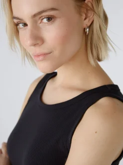 Oui Damen Top in schwarz - Ausschnitt: Rundhals