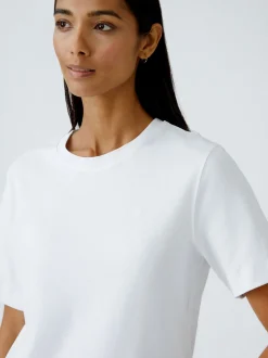 Oui Damen T-Shirt in weiß - Ausschnitt: Rundhals