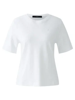 Oui Damen T-Shirt in weiß - Ausschnitt: Rundhals