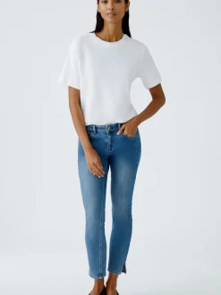 Oui Damen T-Shirt in weiß - Ausschnitt: Rundhals