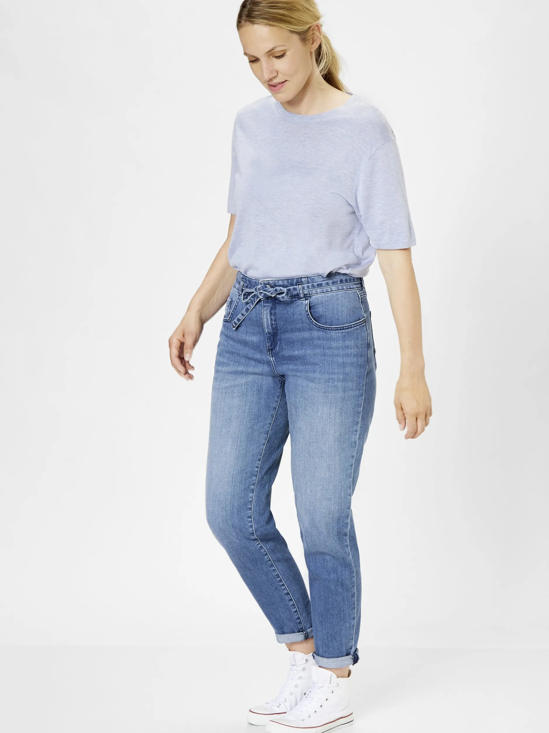 Paddock`s Damen 5-Pocket Hose - CARO Relaxed Fit in blau