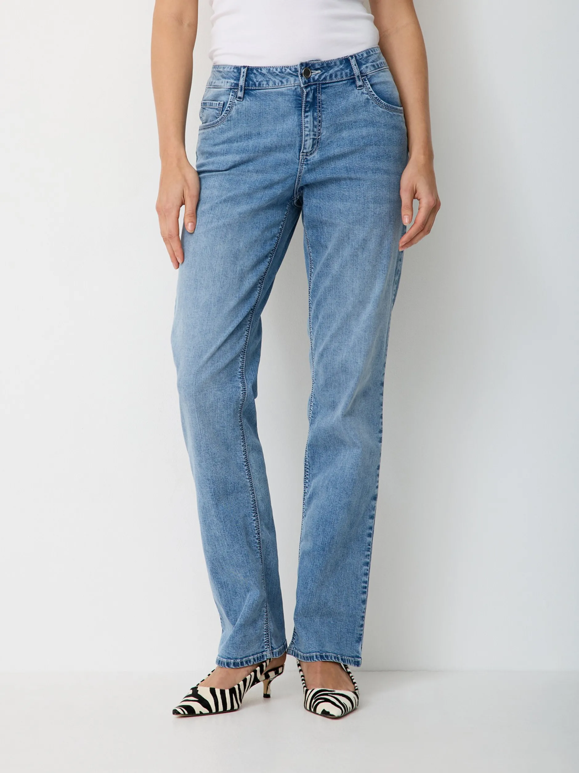 Paddock`s Damen 5-Pocket Jeans - LARA Straight Fit in blue stone