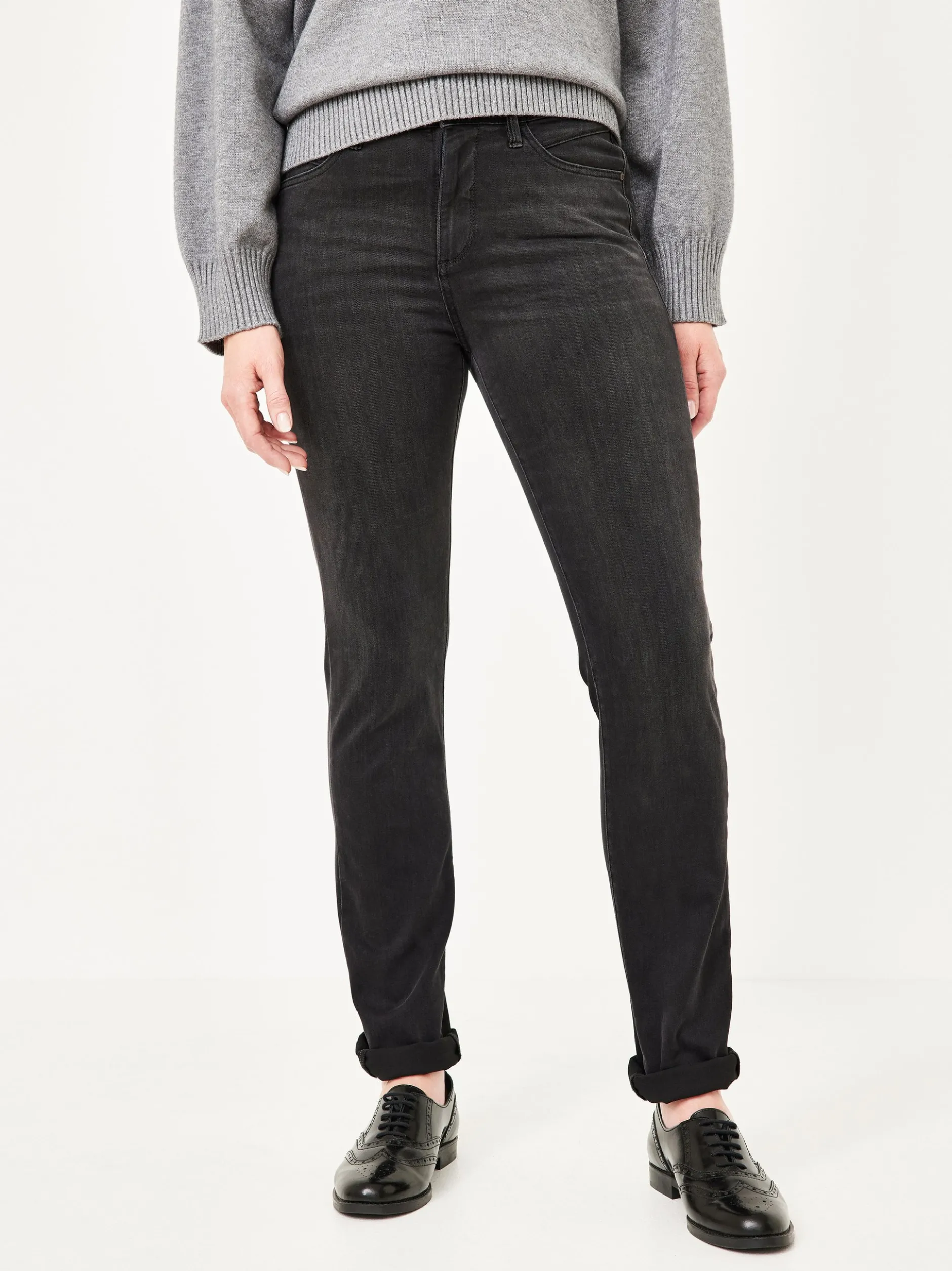 Paddock`s Damen 5-Pocket Jeans - PAT Slim Fit in anthrazit