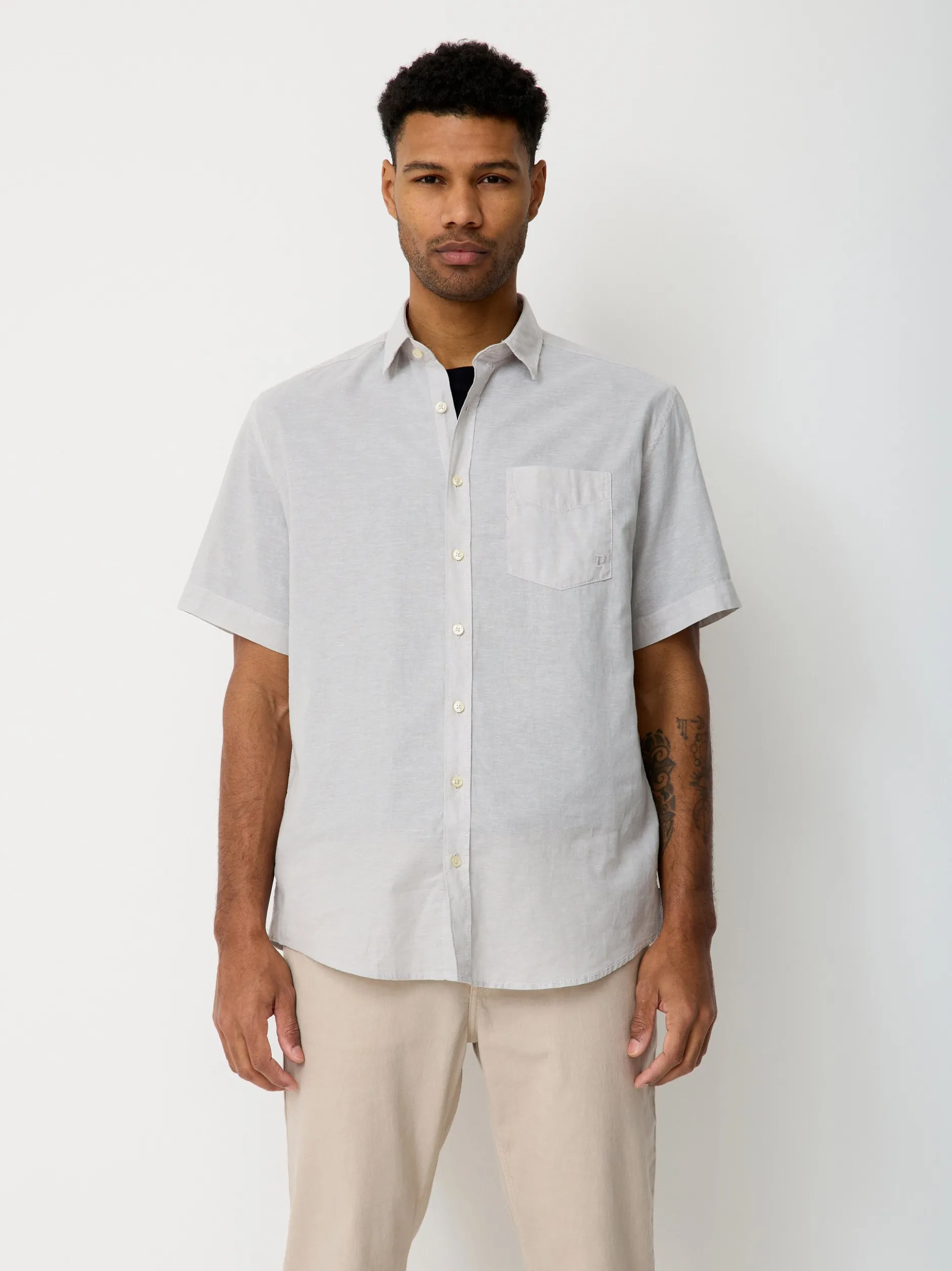 Paddock`s Herren Hemd - Regular Fit in hellgrau