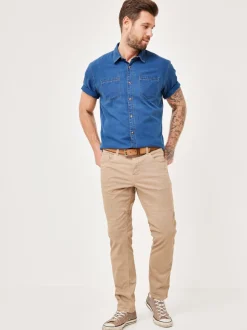 Paddock`s Herren 5-Pocket Hose - PIPE Slim Fit in beige