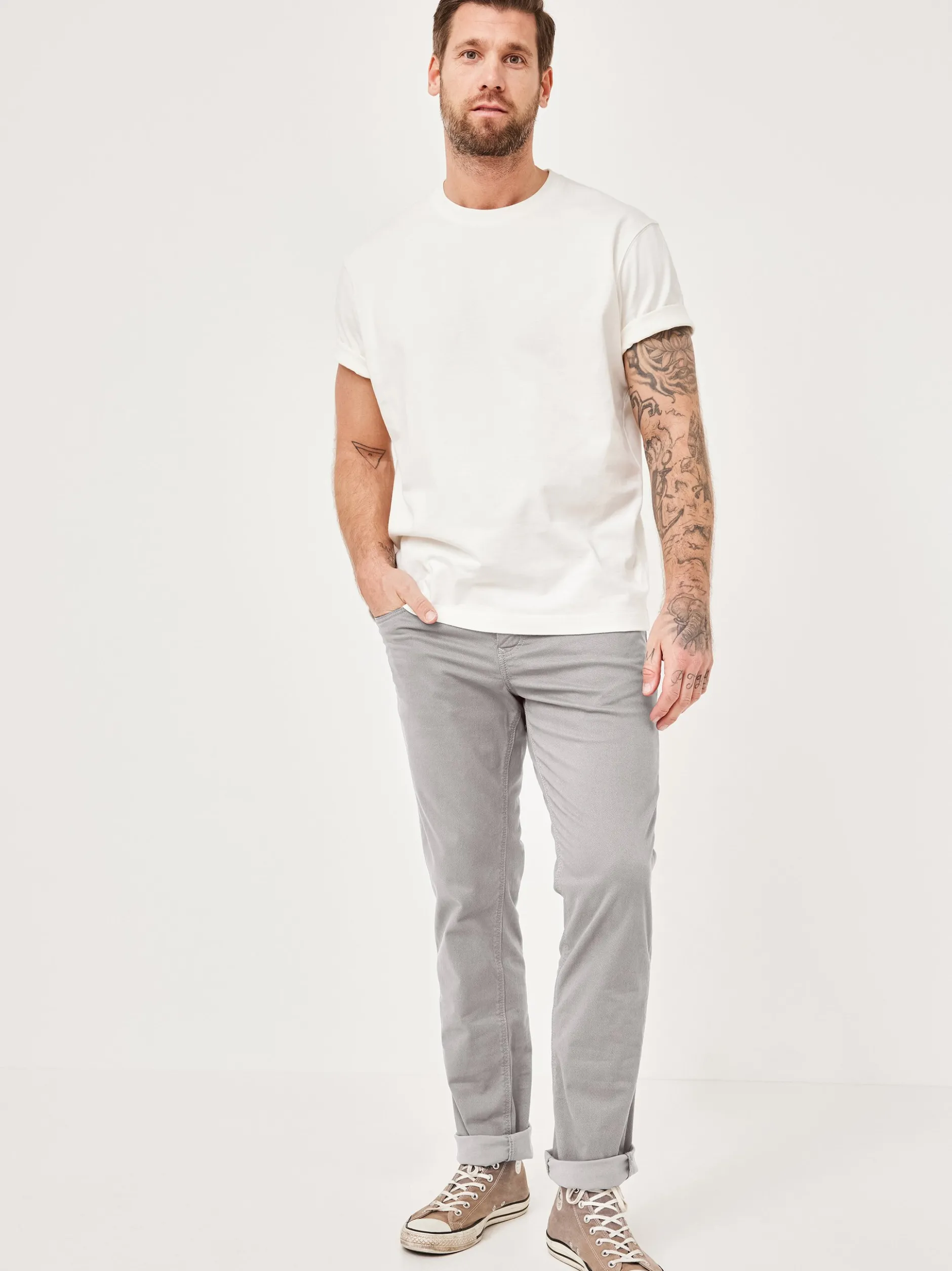 Paddock`s Herren 5-Pocket Hose - PIPE Slim Fit in grau
