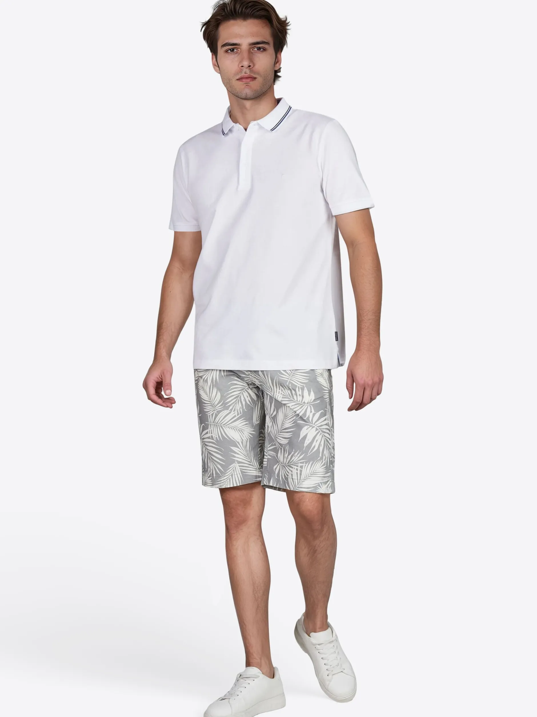 Pierre Cardin Herren Bermuda Strasbourg in grau weiß
