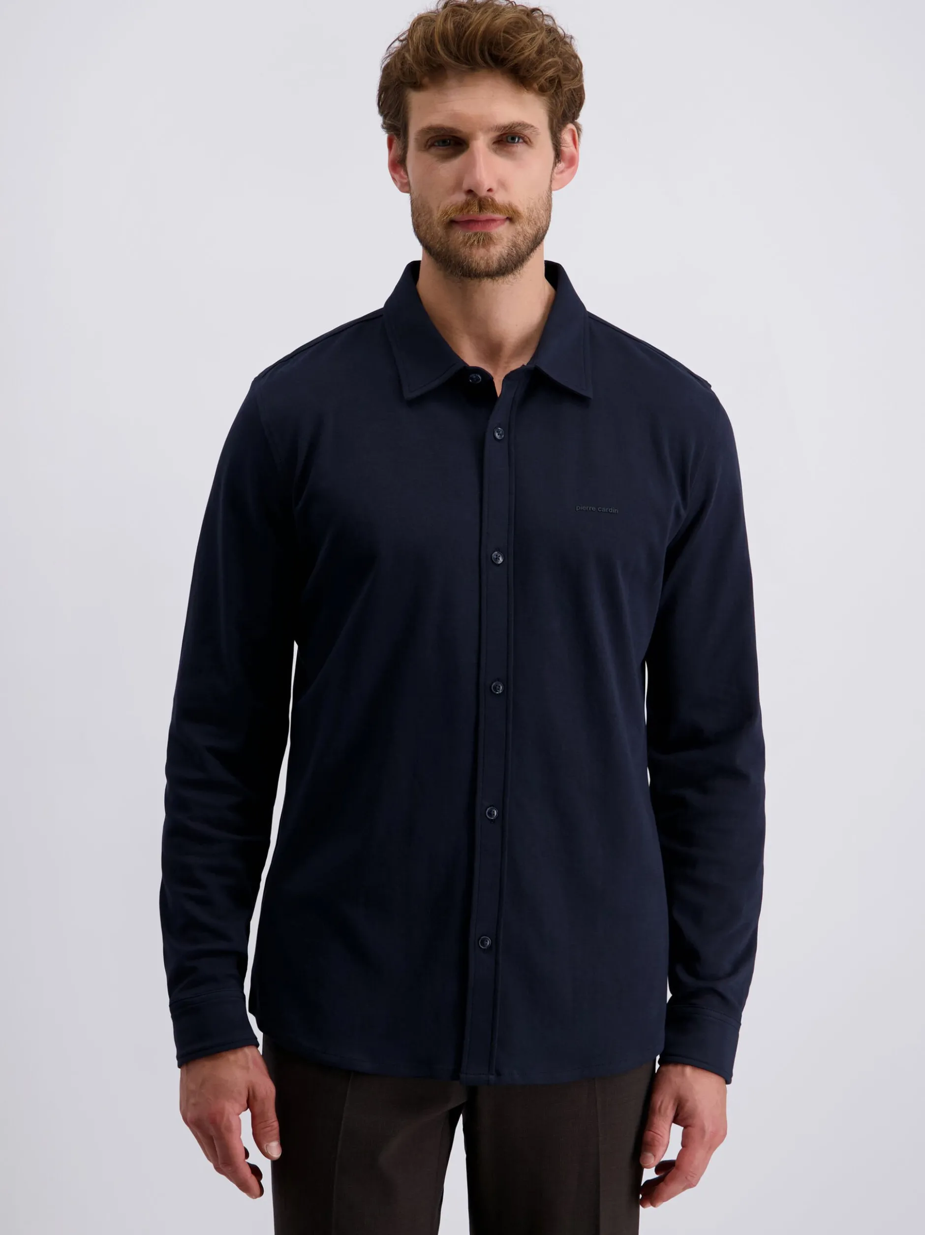 Pierre Cardin Herren Hemd in blau - Ausschnitt: Rundhals