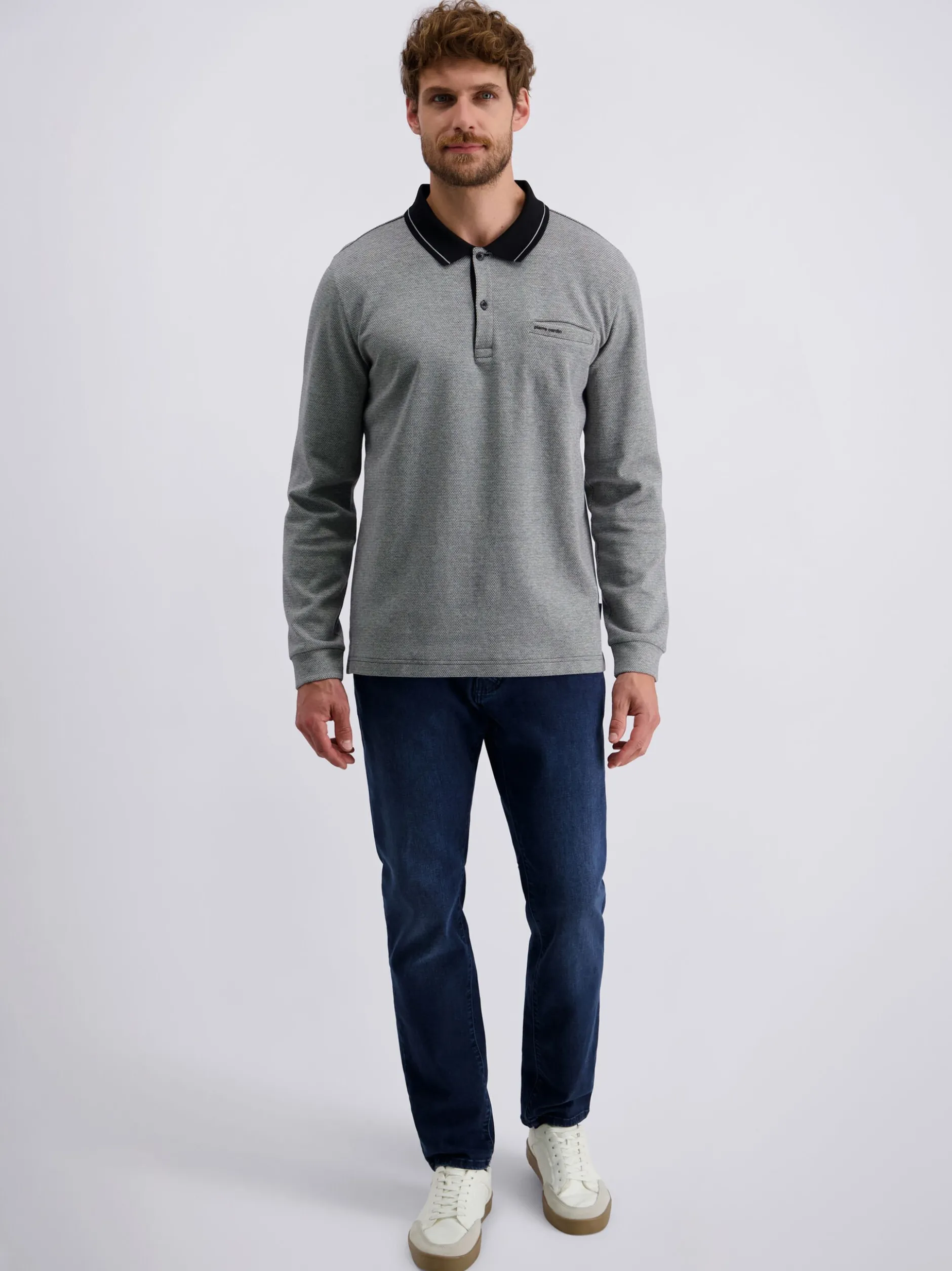 Pierre Cardin Herren Langarmshirt in schwarz