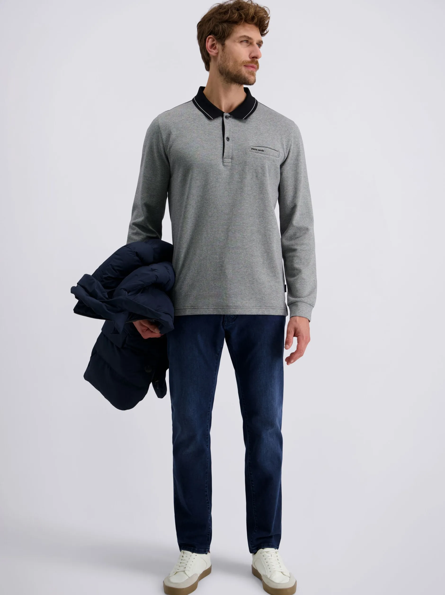 Pierre Cardin Herren Langarmshirt in schwarz