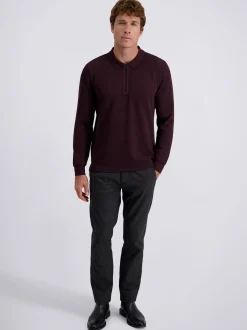 Pierre Cardin Herren Langarmshirt in bordeaux