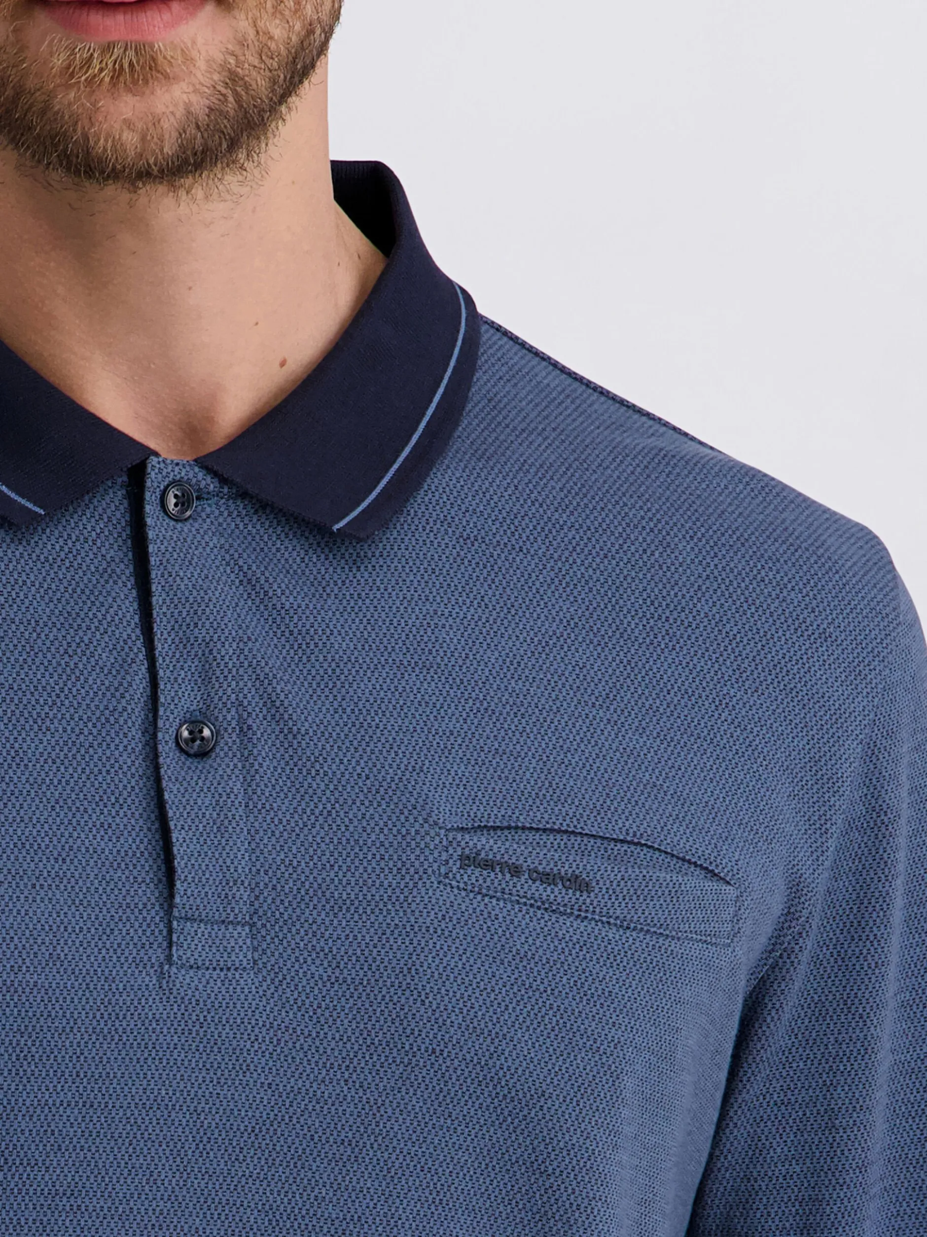 Pierre Cardin Herren Langarmshirt in blau