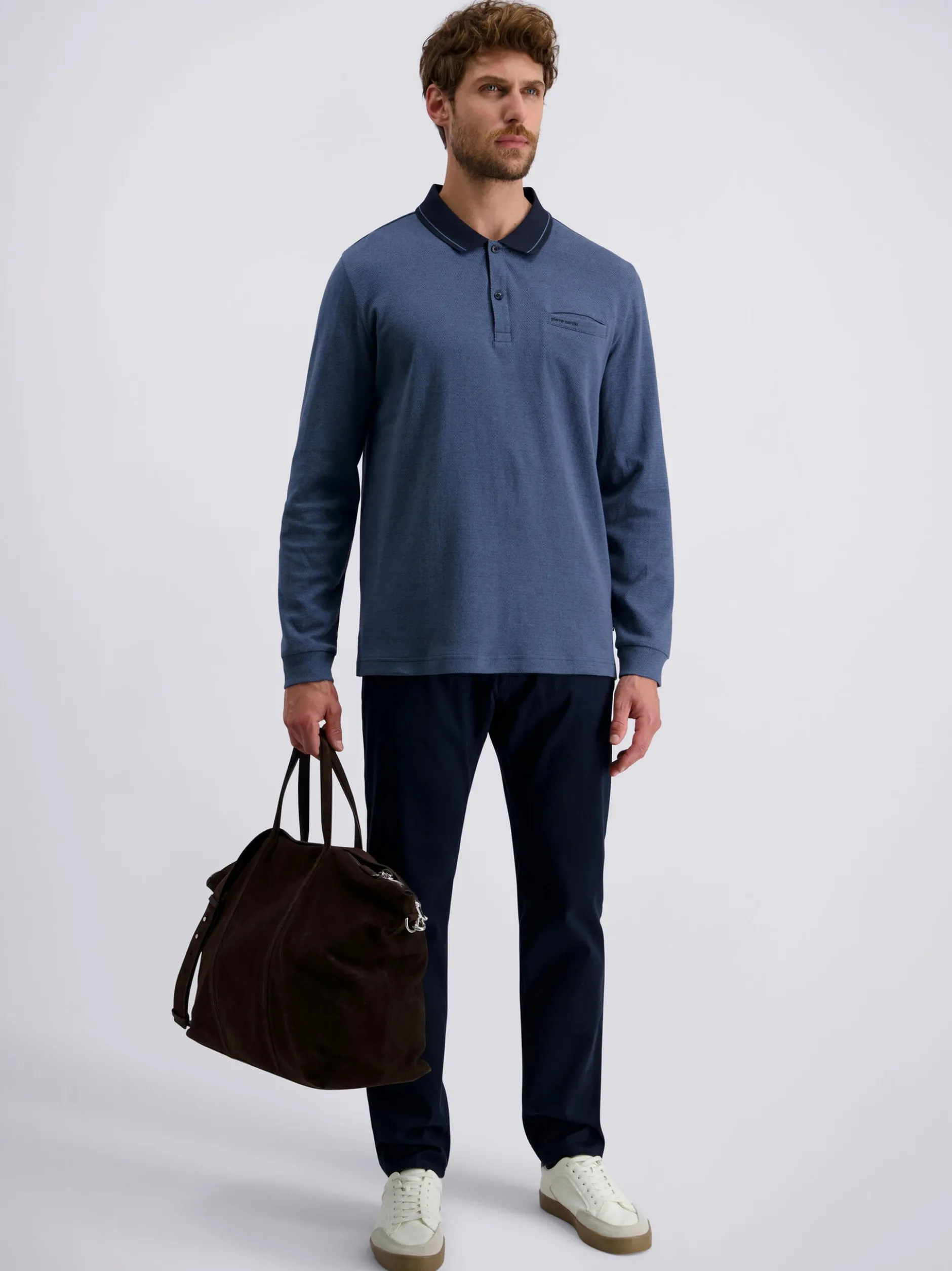 Pierre Cardin Herren Langarmshirt in blau