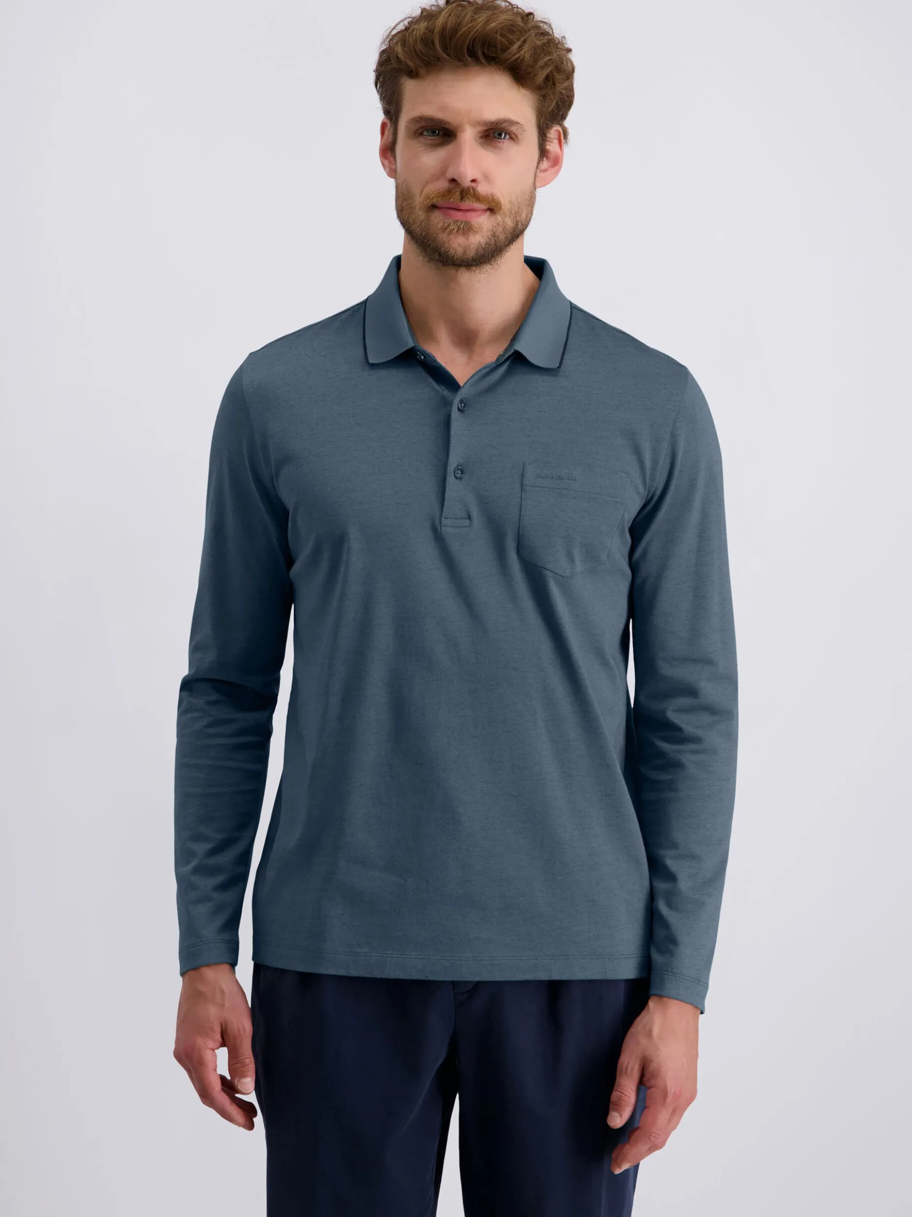 Pierre Cardin Herren Langarmshirt in blau