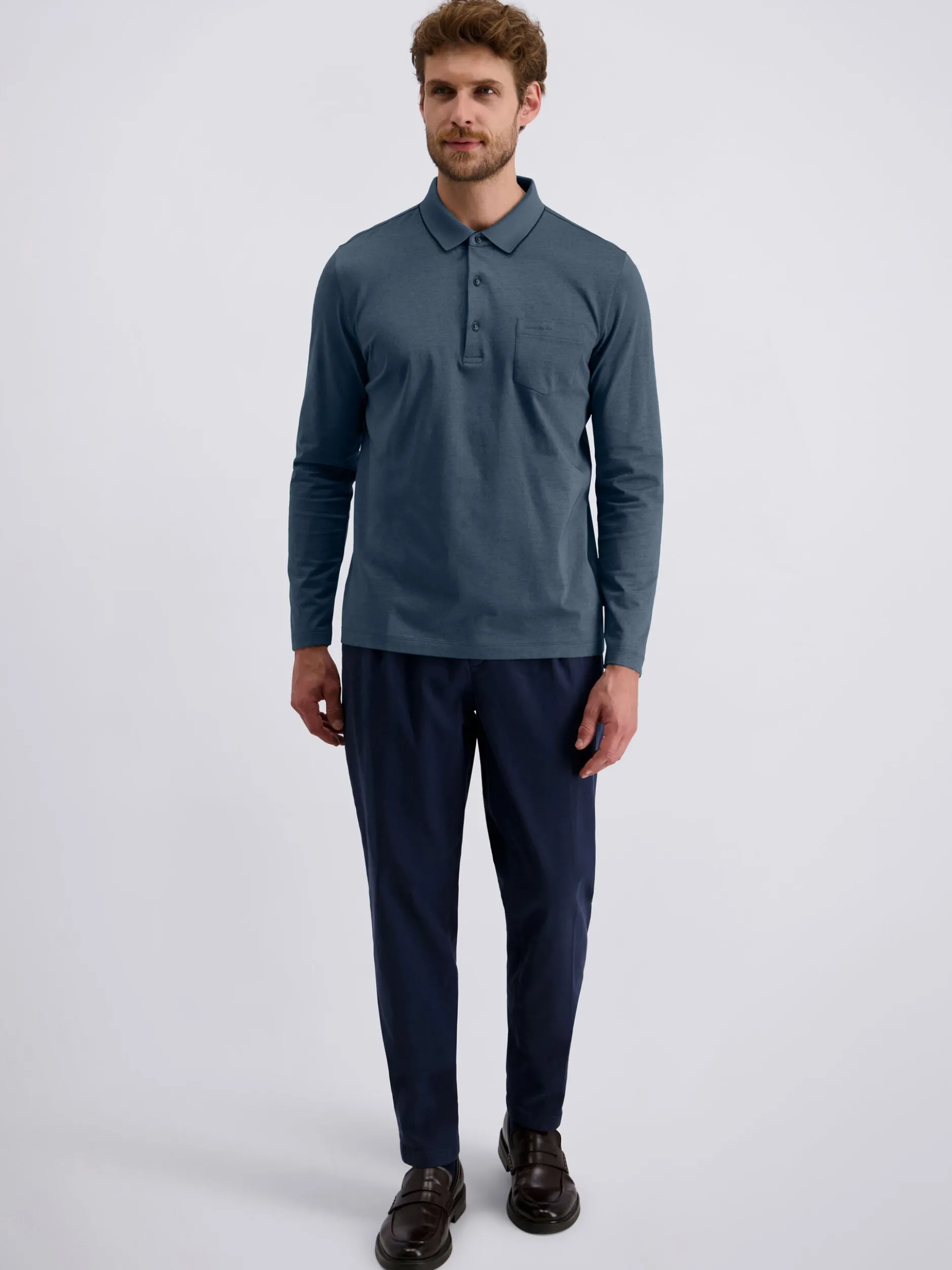 Pierre Cardin Herren Langarmshirt in blau