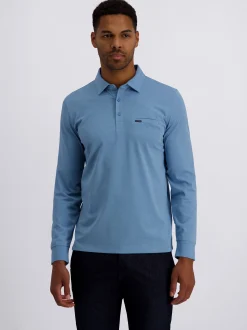 Pierre Cardin Herren Langarm-Poloshirts in blau