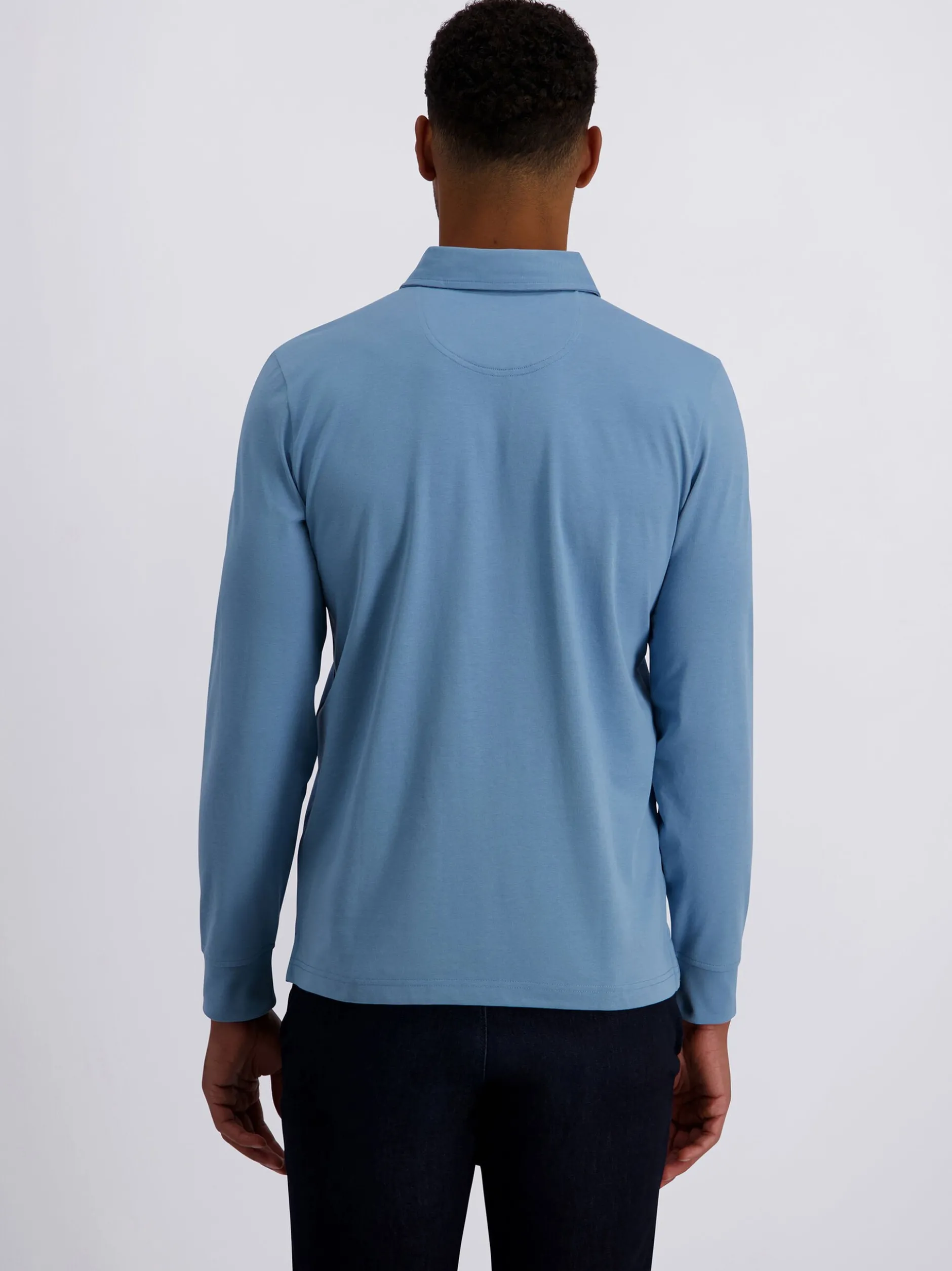 Pierre Cardin Herren Langarm-Poloshirts in blau