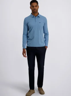 Pierre Cardin Herren Langarm-Poloshirts in blau