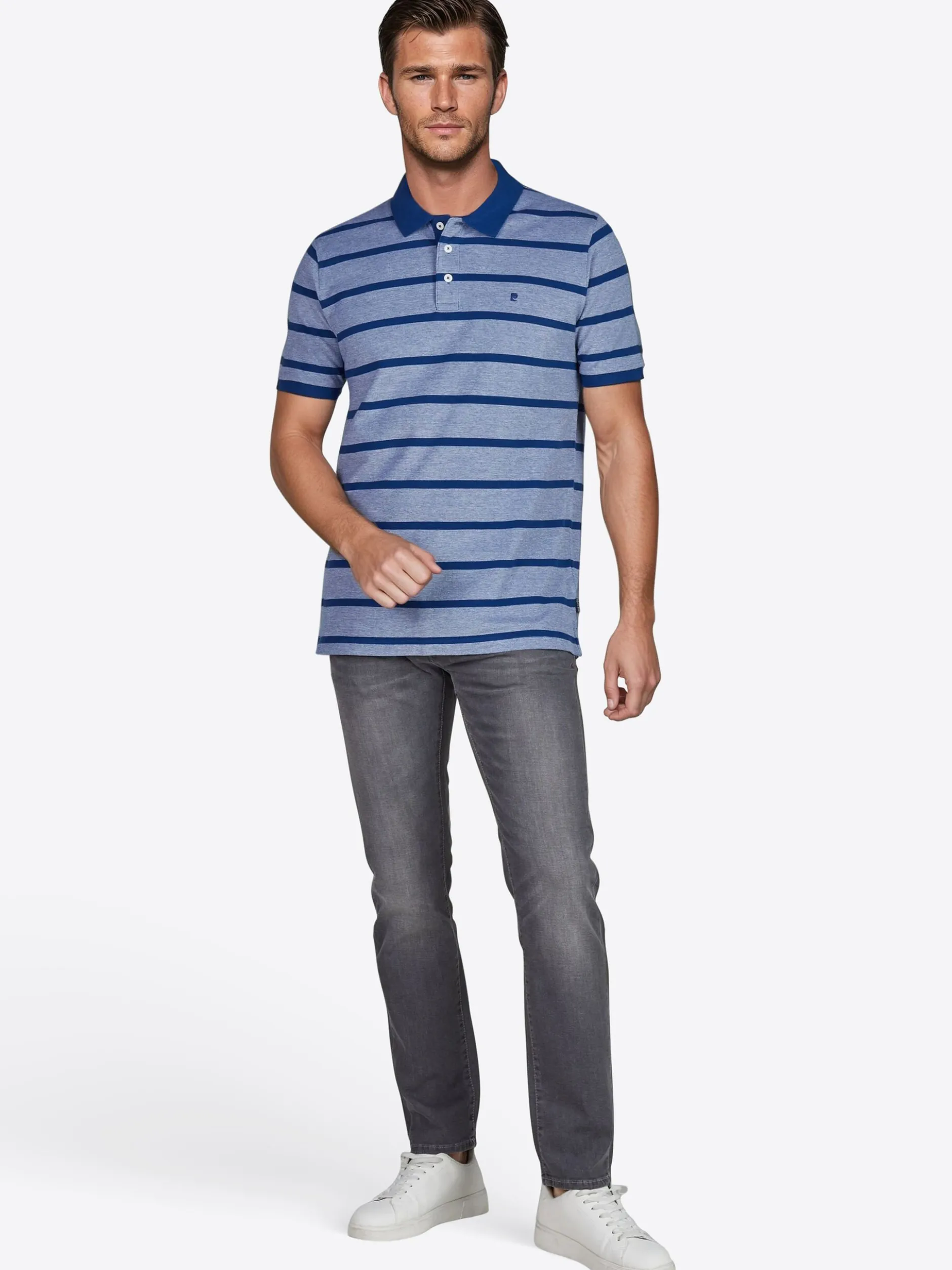 Pierre Cardin Herren Polo-Shirt in blau - Ärmel: kurzarm