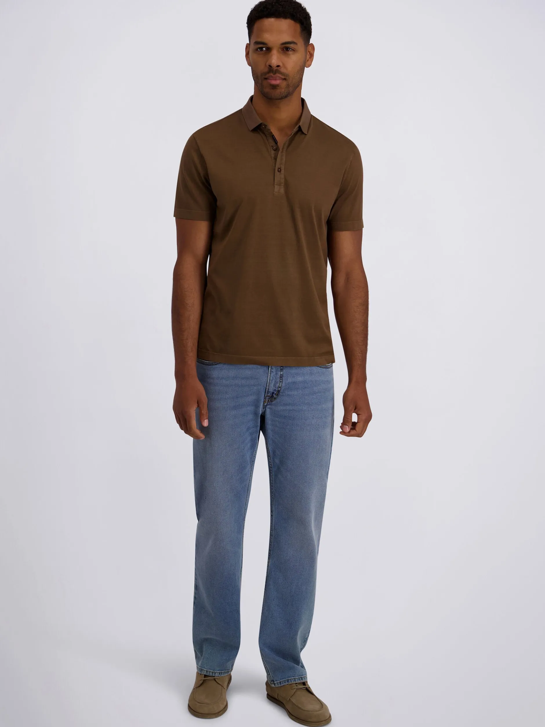 Pierre Cardin Herren Poloshirt in braun - Ärmel: kurzarm