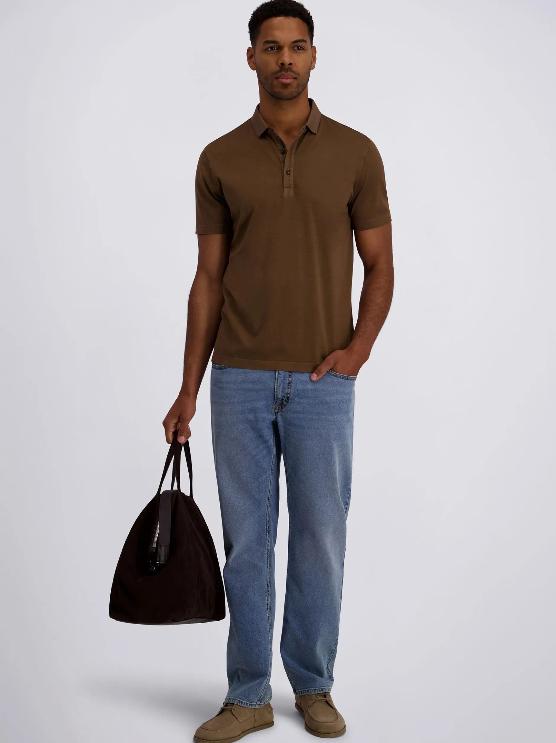 Pierre Cardin Herren Poloshirt in braun - Ärmel: kurzarm