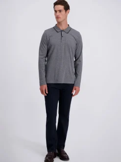 Pierre Cardin Herren Poloshirt in grau - Ärmel: langarm