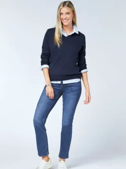 Polo Sylt Damen Jeans in medium stone blau - Länge: lang