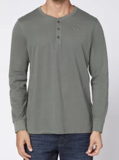 Polo Sylt Herren Longsleeve in grün - Ausschnitt: Henley