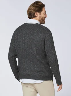Polo Sylt Herren Strickpullover in grau - Ärmel: kurzarm