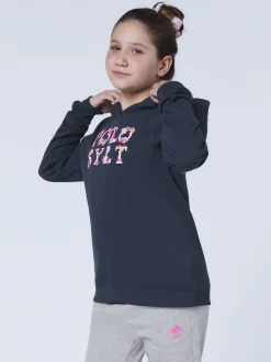 Polo Sylt Mädchen Hoodie in marine blau - Ärmel: kurzarm
