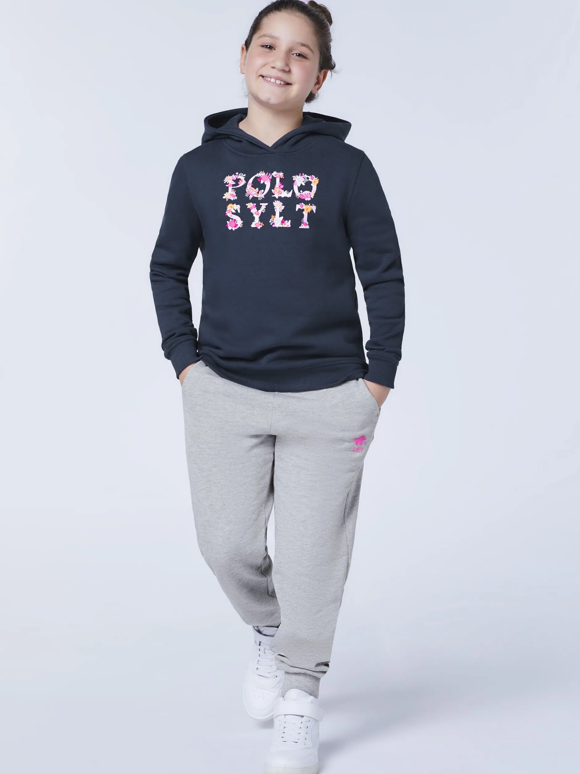 Polo Sylt Mädchen Hoodie in marine blau - Ärmel: kurzarm