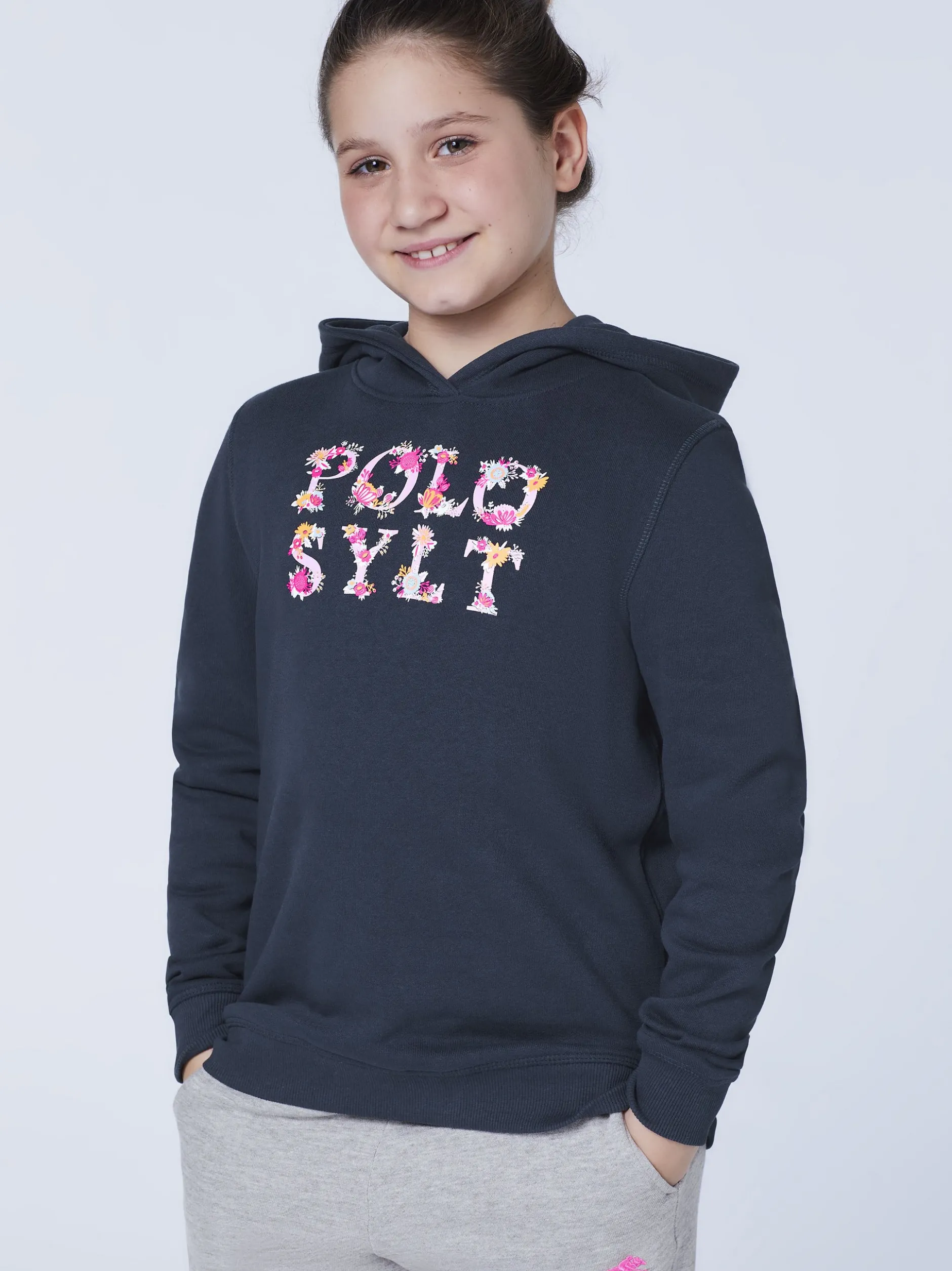 Polo Sylt Mädchen Hoodie in marine blau - Ärmel: kurzarm