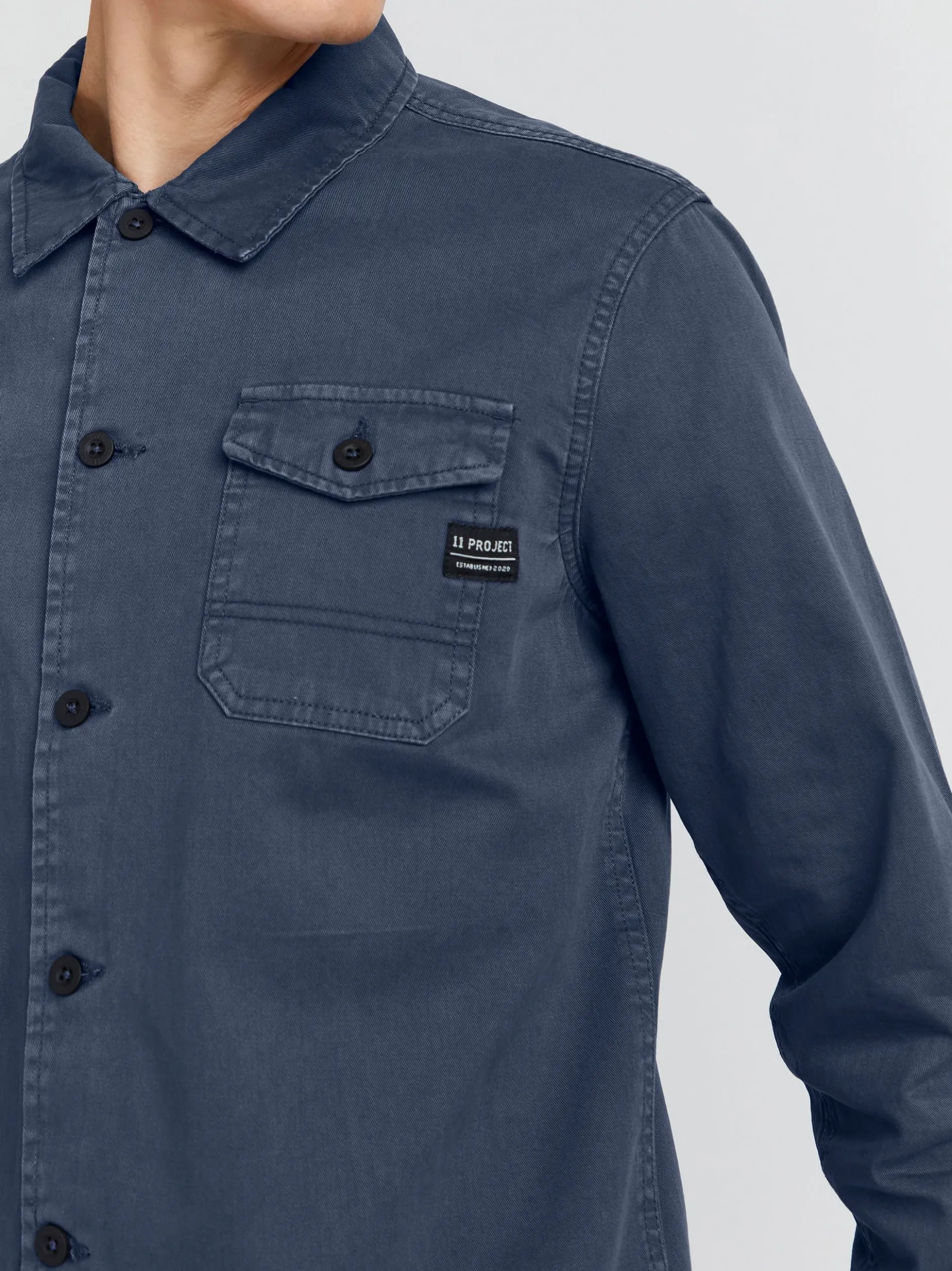 11 Project Herren Langarmhemd - PRJohann in blau