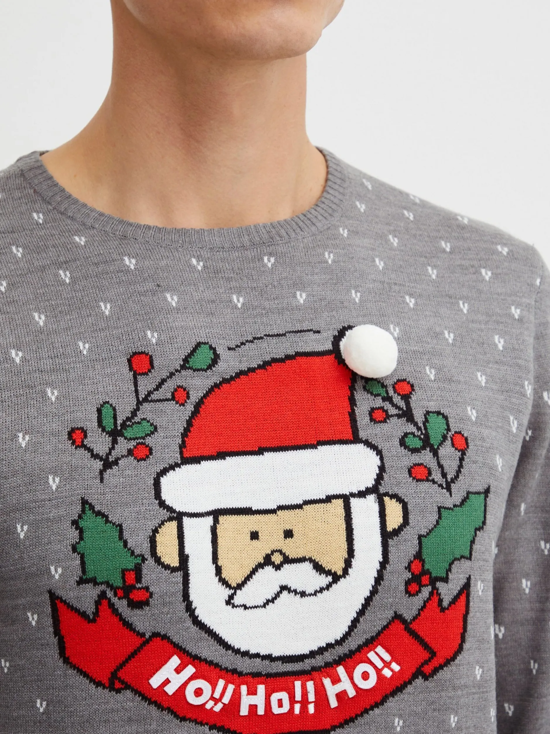 11 Project Herren Weihnachtspullover - PRJulius in grau
