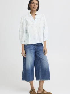 PULZ Jeans Damen Bluse PZBELLAROSE in hellblau