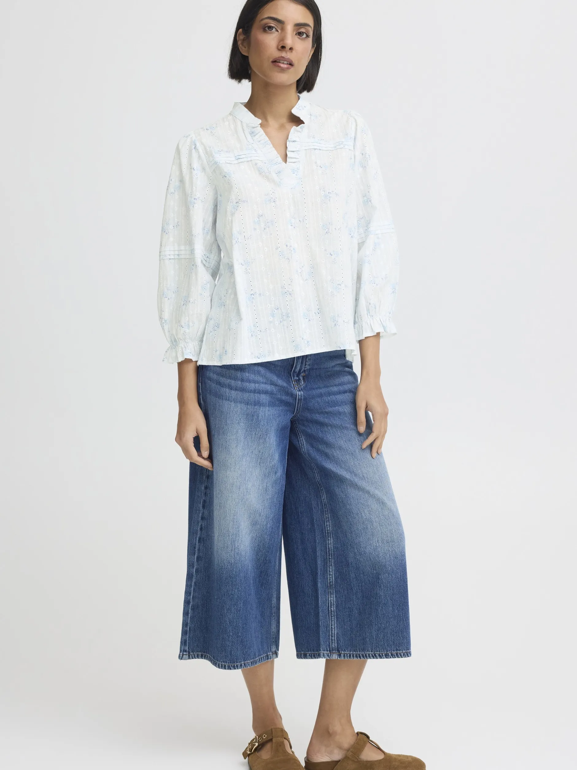 PULZ Jeans Damen Bluse PZBELLAROSE in hellblau