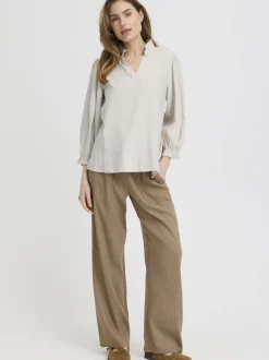 PULZ Jeans Damen Bluse PZLUCA in beige