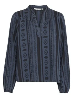 PULZ Jeans Damen Bluse PZTIONA in blau