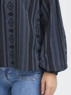 PULZ Jeans Damen Bluse PZTIONA in blau