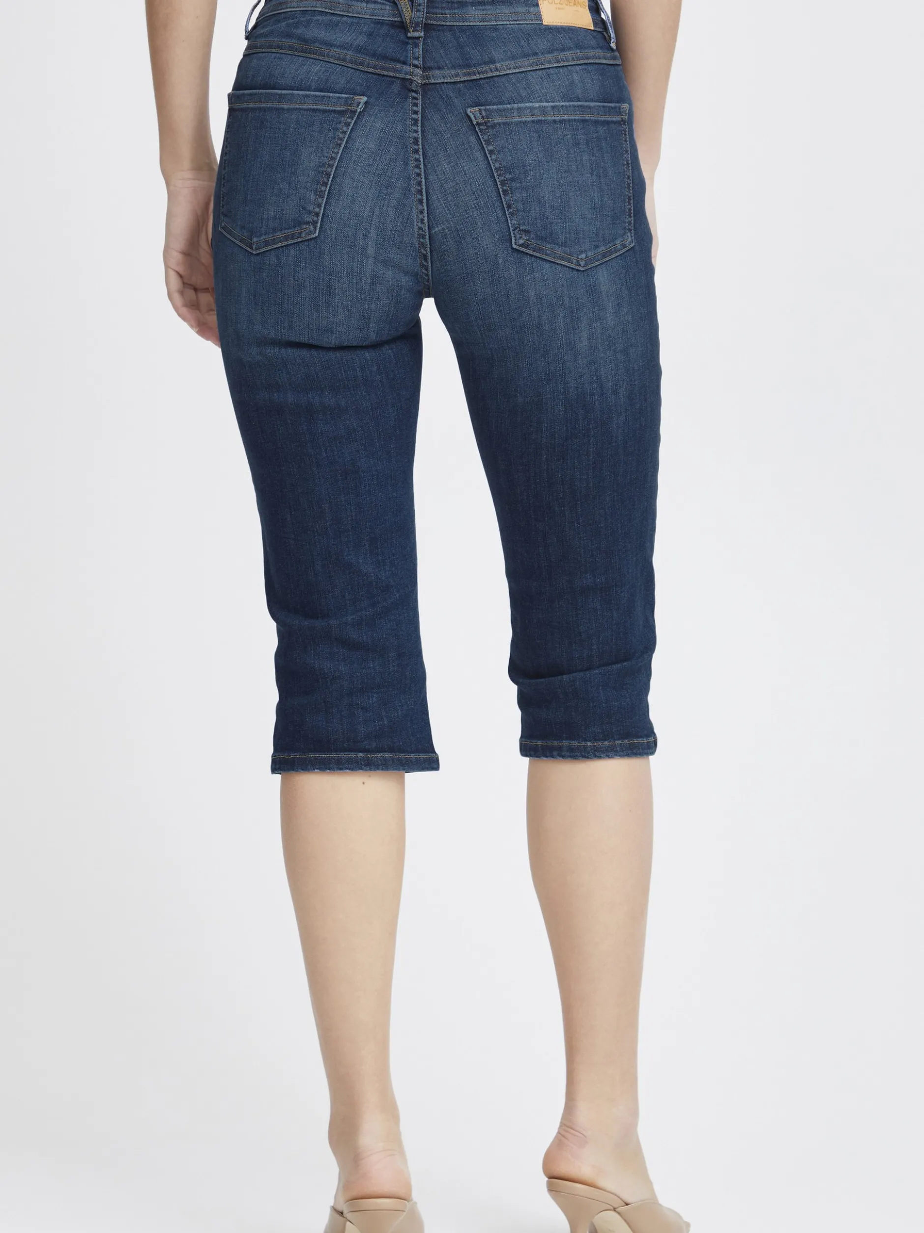 PULZ Jeans Damen Capri Jeans PZKATJA in dark stone denim