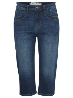 PULZ Jeans Damen Capri Jeans PZKATJA in dark stone denim