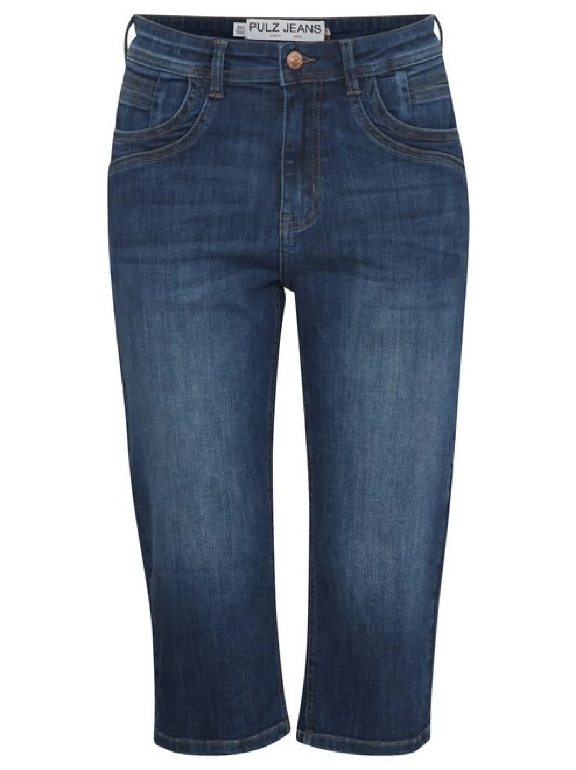 PULZ Jeans Damen Capri Jeans PZKATJA in dark stone denim