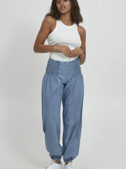 PULZ Jeans Damen Casual Hose PZJILL Elastische Taille in hellblau