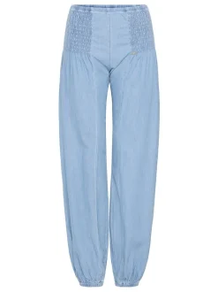 PULZ Jeans Damen Casual Hose PZJILL Elastische Taille in hellblau