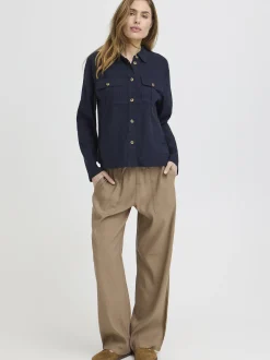 PULZ Jeans Damen Casual PZLUCA Hohe Taille in nougat