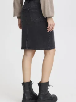 PULZ Jeans Damen Denimrock PZKAROLINA Hohe Taille in grau denim