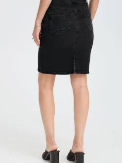 PULZ Jeans Damen Denimrock PZKAROLINA Hohe Taille in grau denim